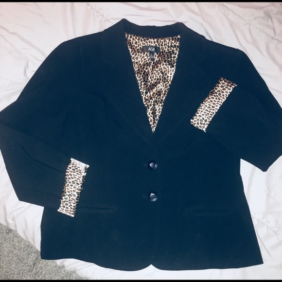Jackets & Blazers - Sold—Black Two Button Blazer w/ Leopard Lining